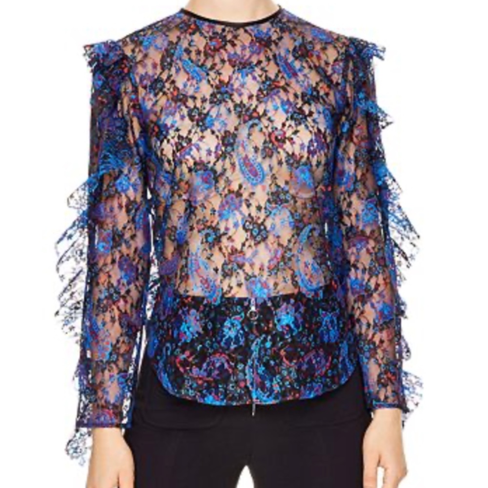 🧵Sandro Benate Printed Lace Top NWOT